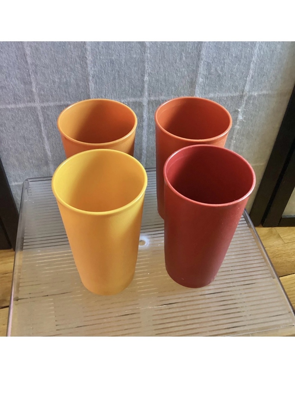Lot of 4 Vintage Tupperware Tumblers Cups #873 Harvest Color Thanksgiving Fall